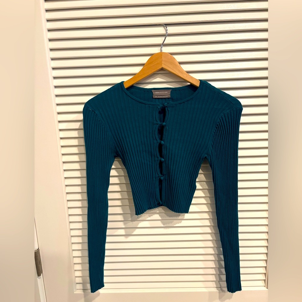 Long sleeve button sweater urban outfitters teal